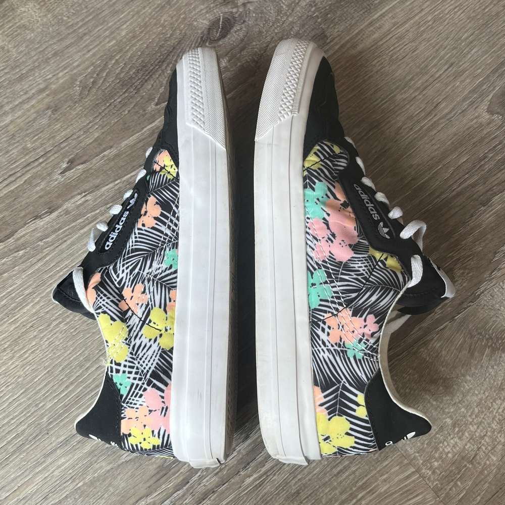Adidas Continental Vulc J Black Floral Sneakers Mens 7 Womens 9 EU 40 EG9078